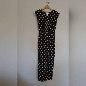 Anthropologie Coreylynncalter Polka Dot Black & Beige Jumpsuit W/ Pockets- Small
